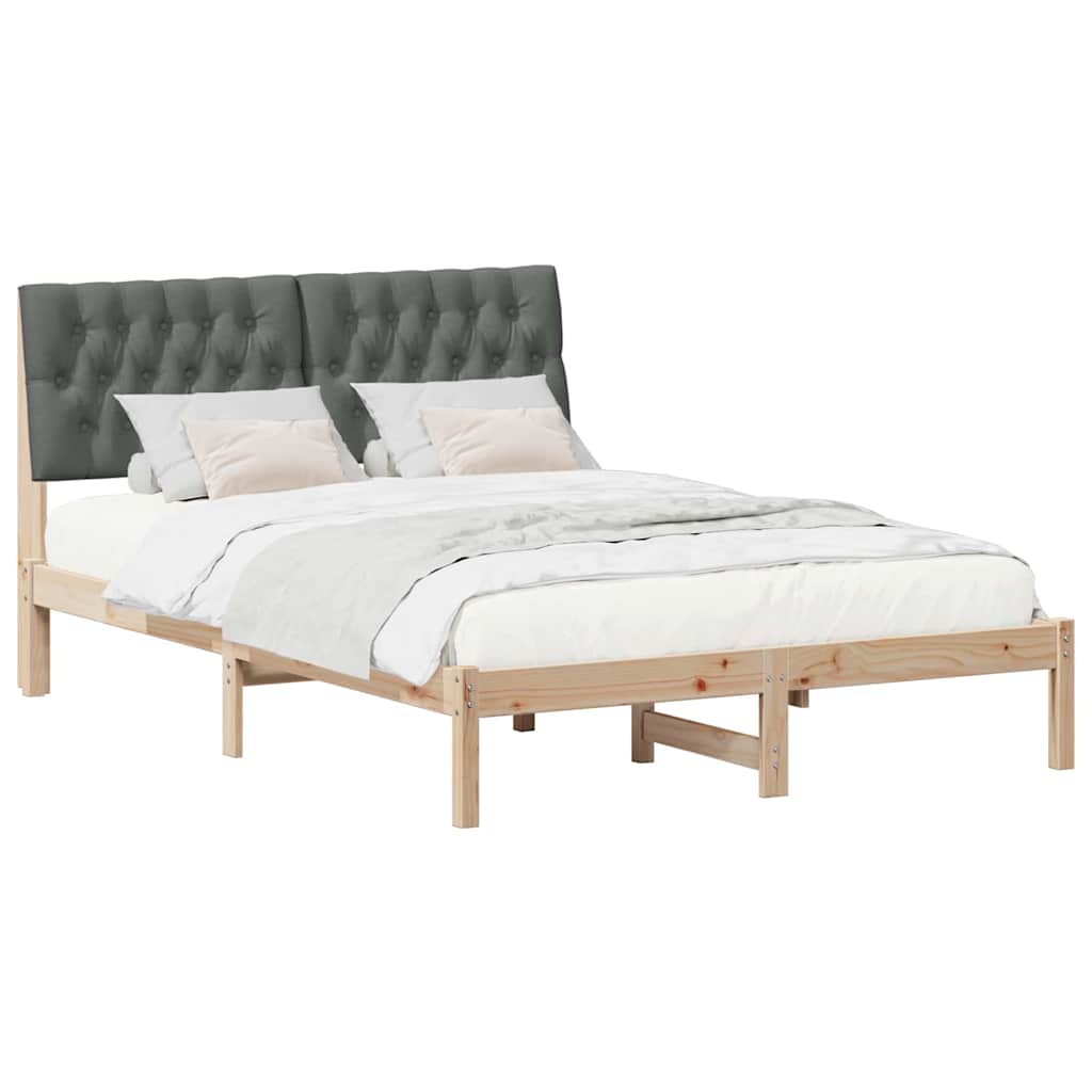 Bed Frame with Headboard Dark Grey 140 x 200 cm Solid Pine Wood