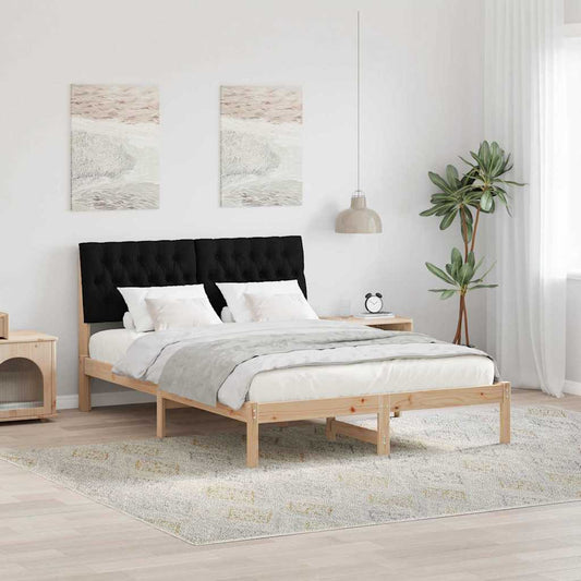 Bed Frame with Headboard Black 140 x 200 cm Solid Pine Wood