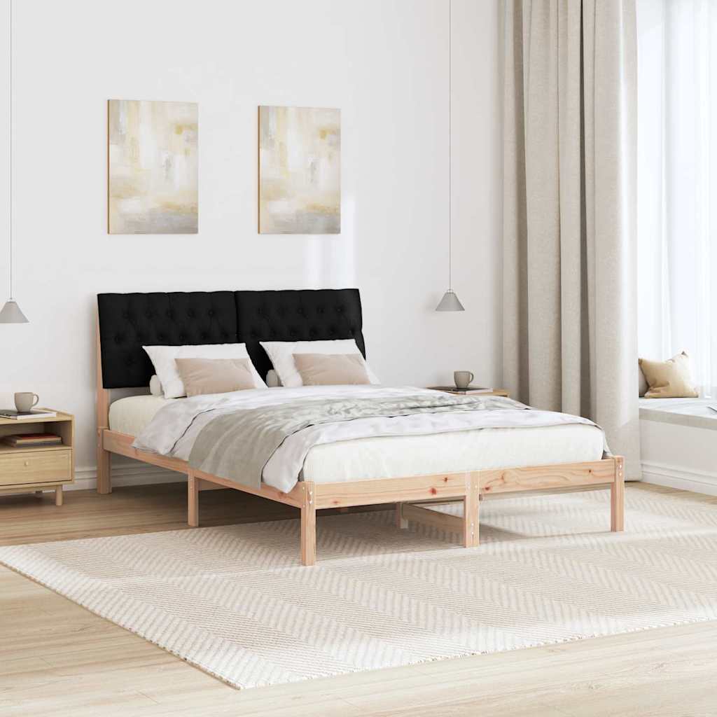 Bed Frame with Headboard Black 140 x 200 cm Solid Pine Wood