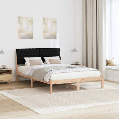 Bed Frame with Headboard Black 140 x 200 cm Solid Pine Wood