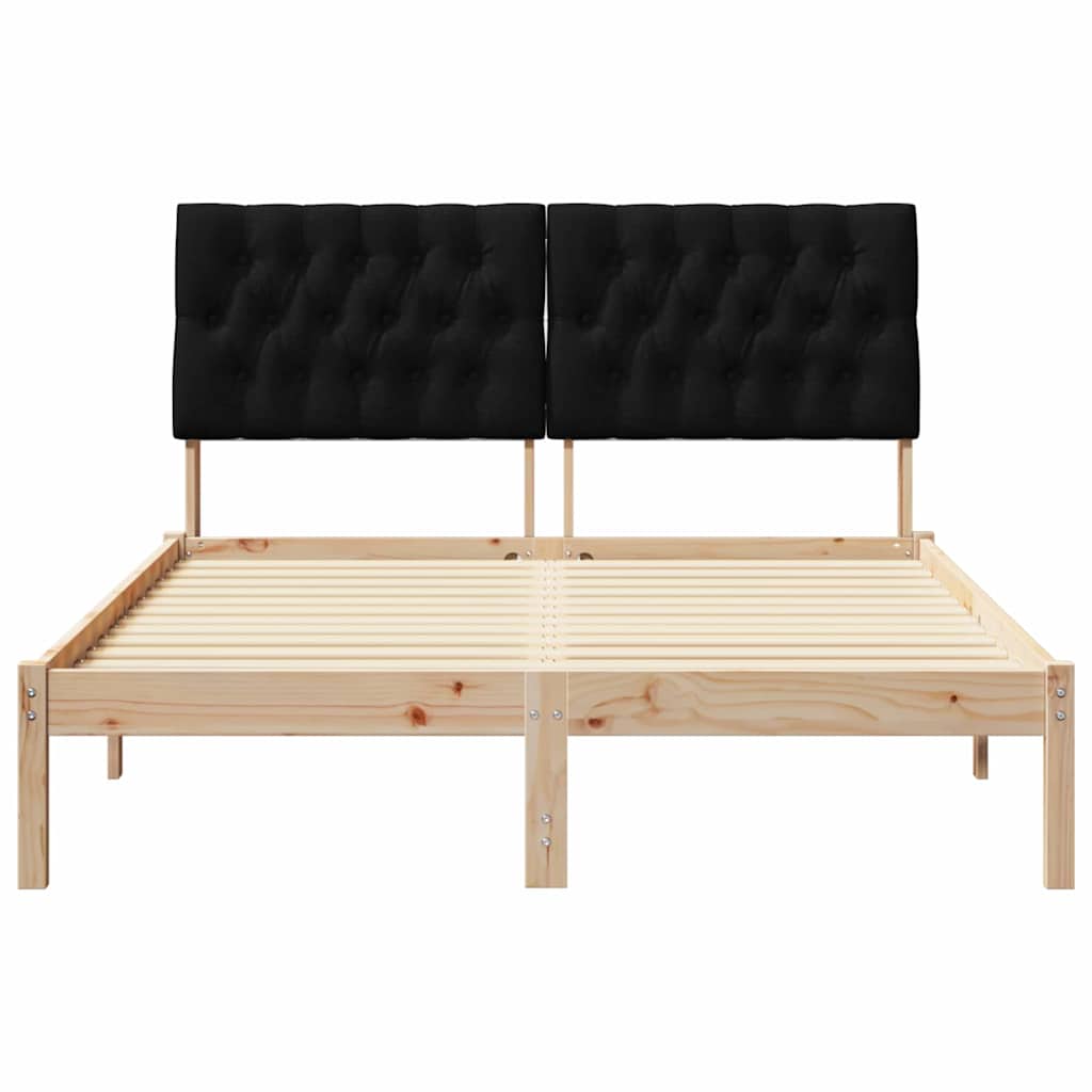 Bed Frame with Headboard Black 140 x 200 cm Solid Pine Wood