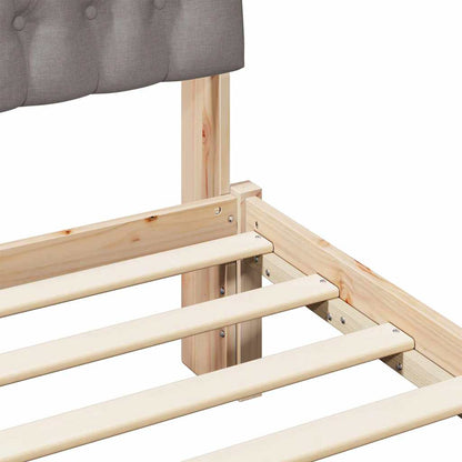Bed Frame with Headboard Taupe 140 x 200 cm Solid Pine Wood