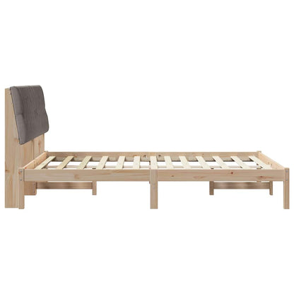 Bed Frame with Headboard Taupe 140 x 200 cm Solid Pine Wood