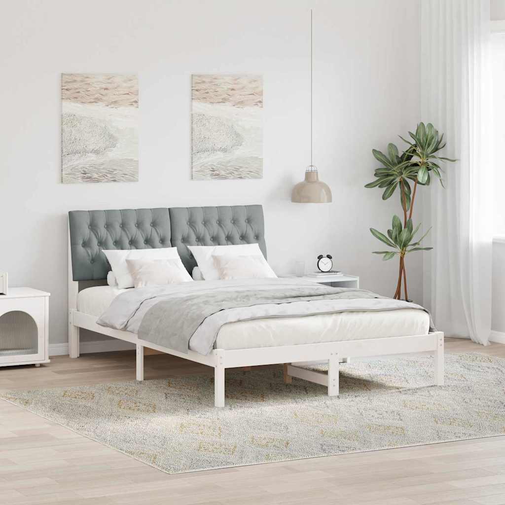 Bed Frame Light Grey 140 x 200 cm Solid Pine Wood
