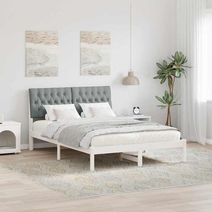 Bed Frame Light Grey 140 x 200 cm Solid Pine Wood