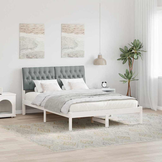 Bed Frame Light Grey 140 x 200 cm Solid Pine Wood