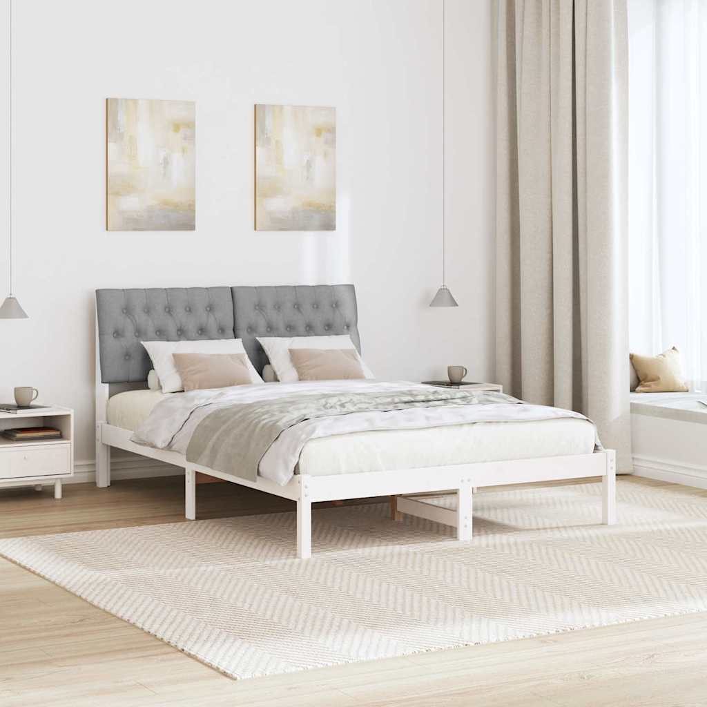 Bed Frame Light Grey 140 x 200 cm Solid Pine Wood