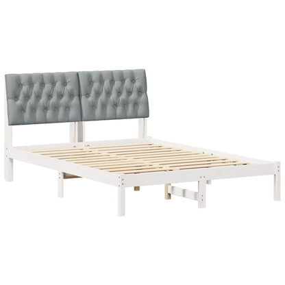 Bed Frame Light Grey 140 x 200 cm Solid Pine Wood