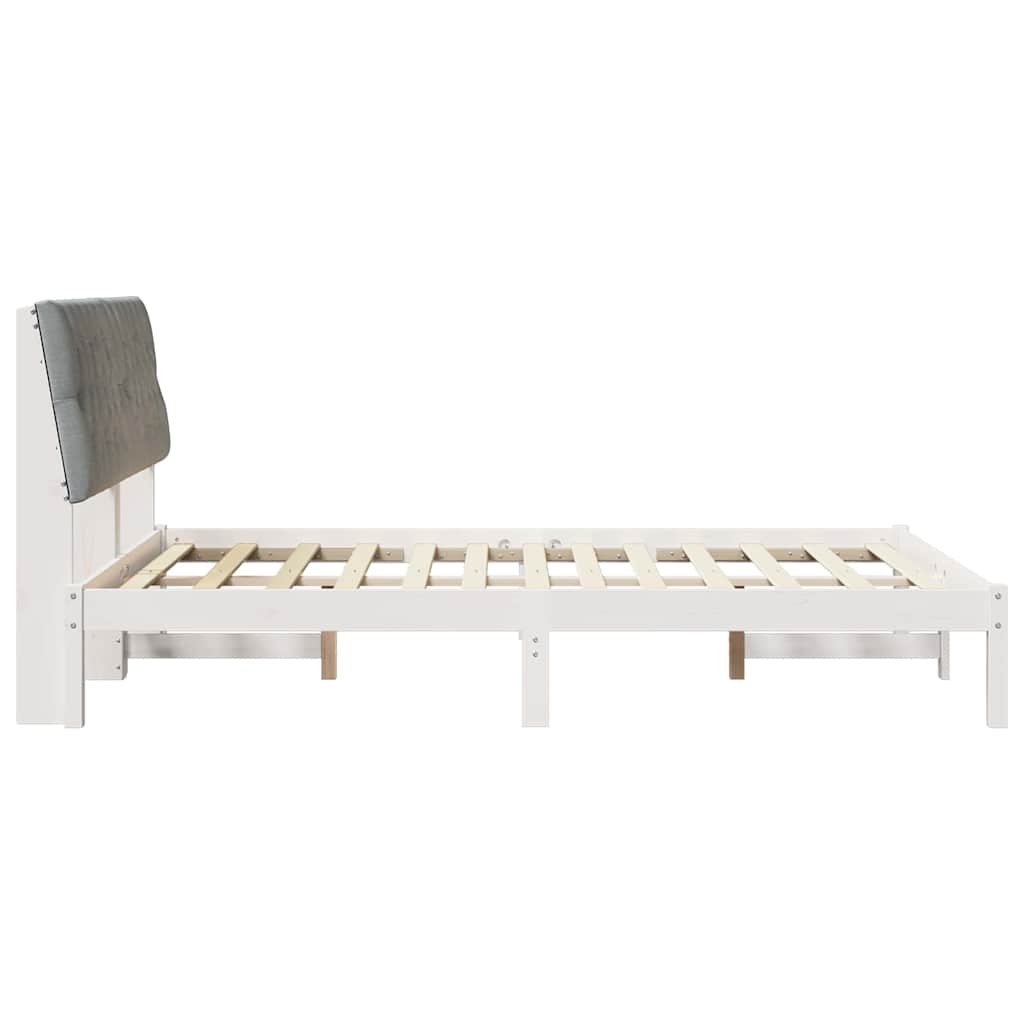 Bed Frame Light Grey 140 x 200 cm Solid Pine Wood