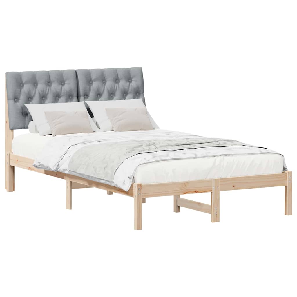 Bed Frame Light Grey 120 x 200 cm Solid Pine Wood