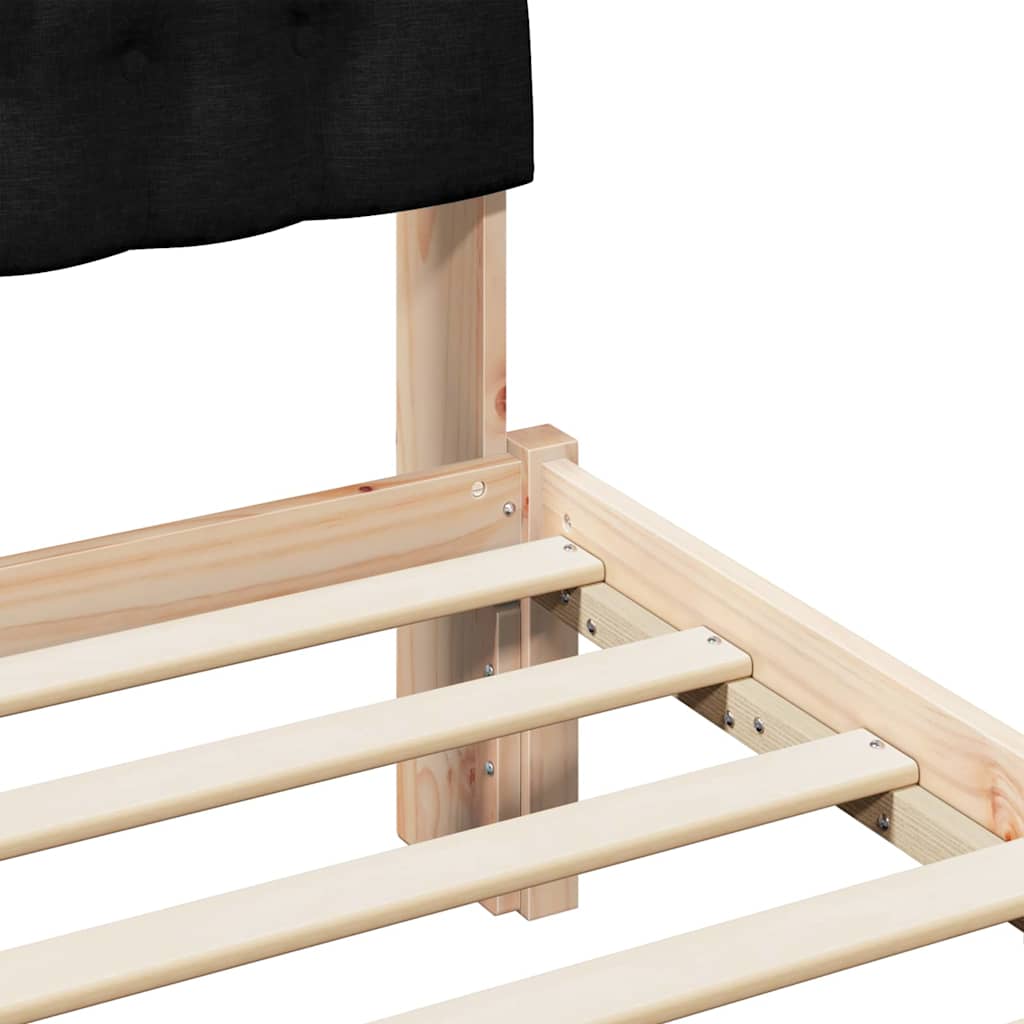 Bed Frame with Headboard Black 120 x 200 cm Solid Pine Wood