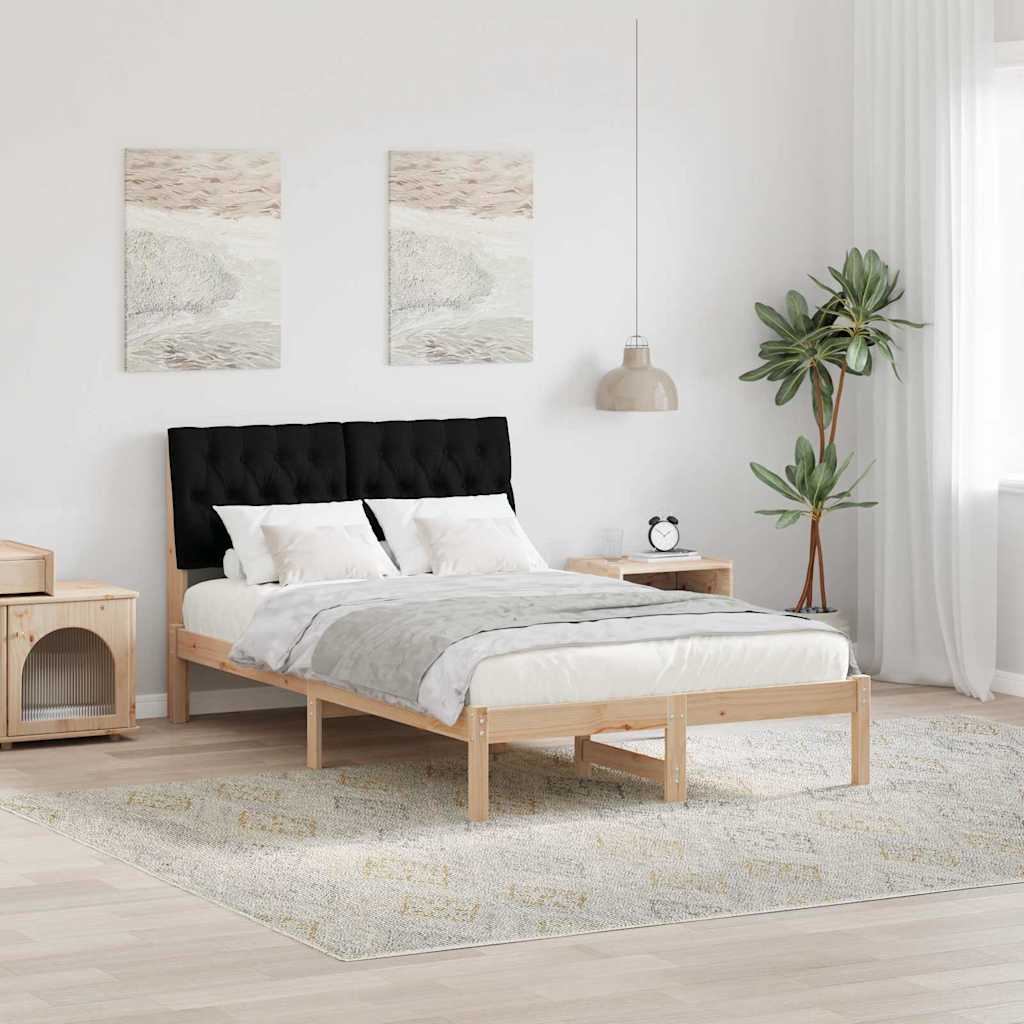 Bed Frame with Headboard Black 120 x 200 cm Solid Pine Wood