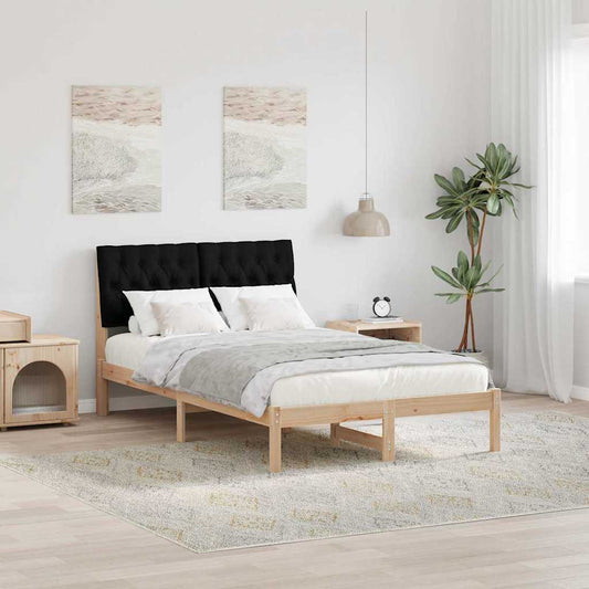 Bed Frame with Headboard Black 120 x 200 cm Solid Pine Wood