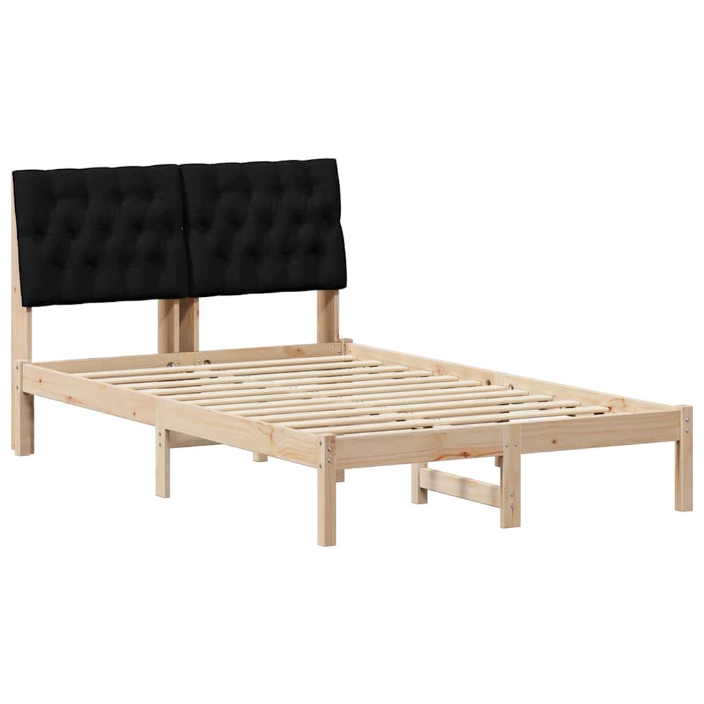 Bed Frame with Headboard Black 120 x 200 cm Solid Pine Wood