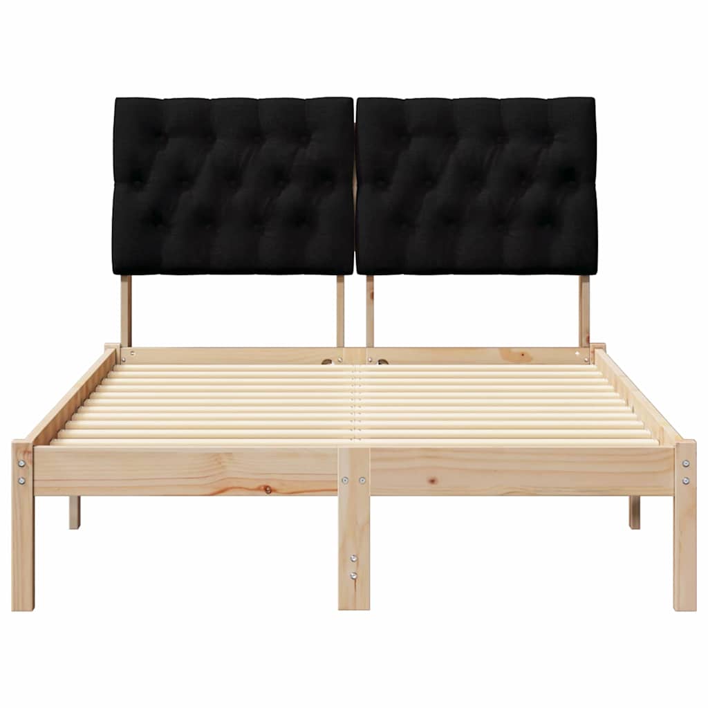 Bed Frame with Headboard Black 120 x 200 cm Solid Pine Wood
