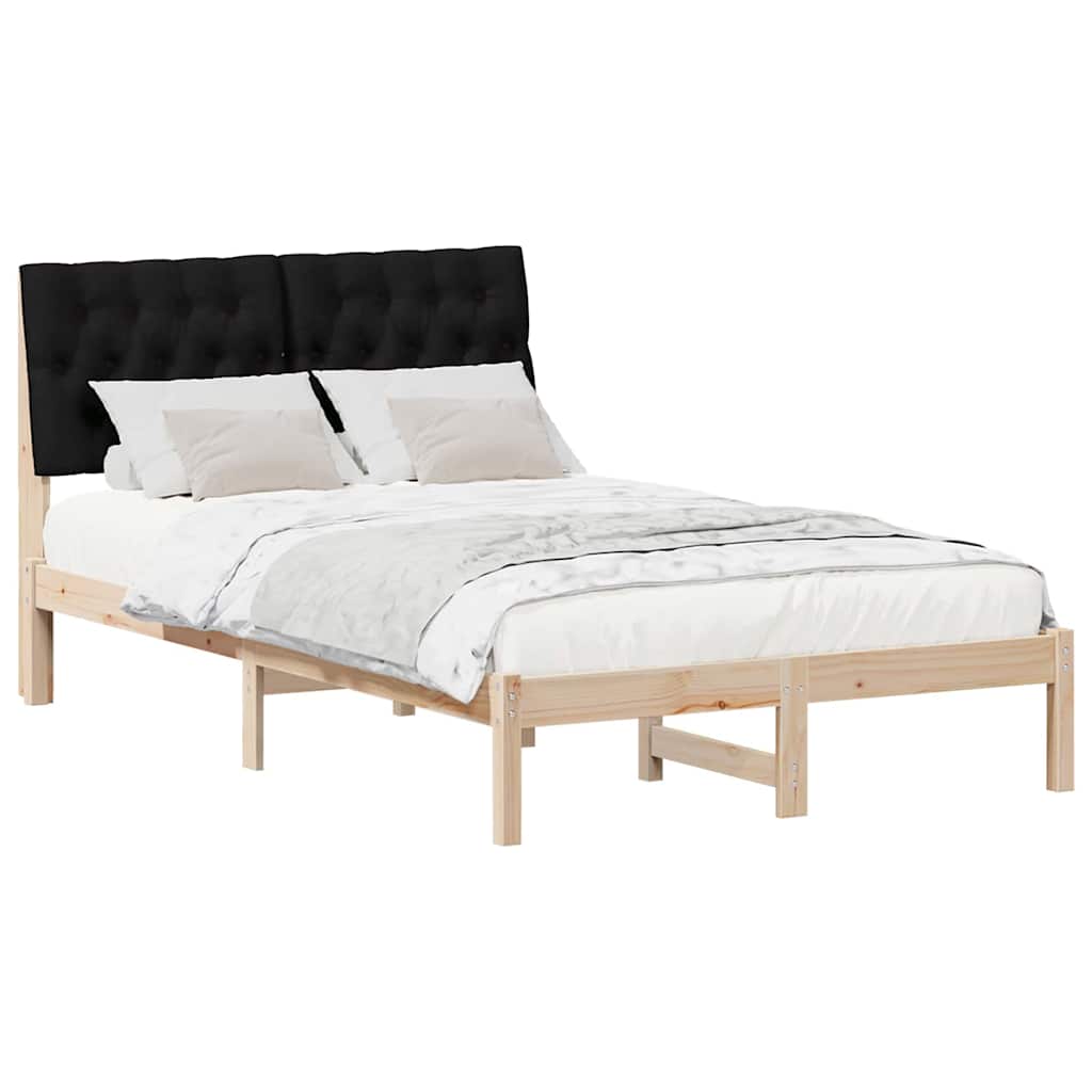 Bed Frame with Headboard Black 120 x 200 cm Solid Pine Wood