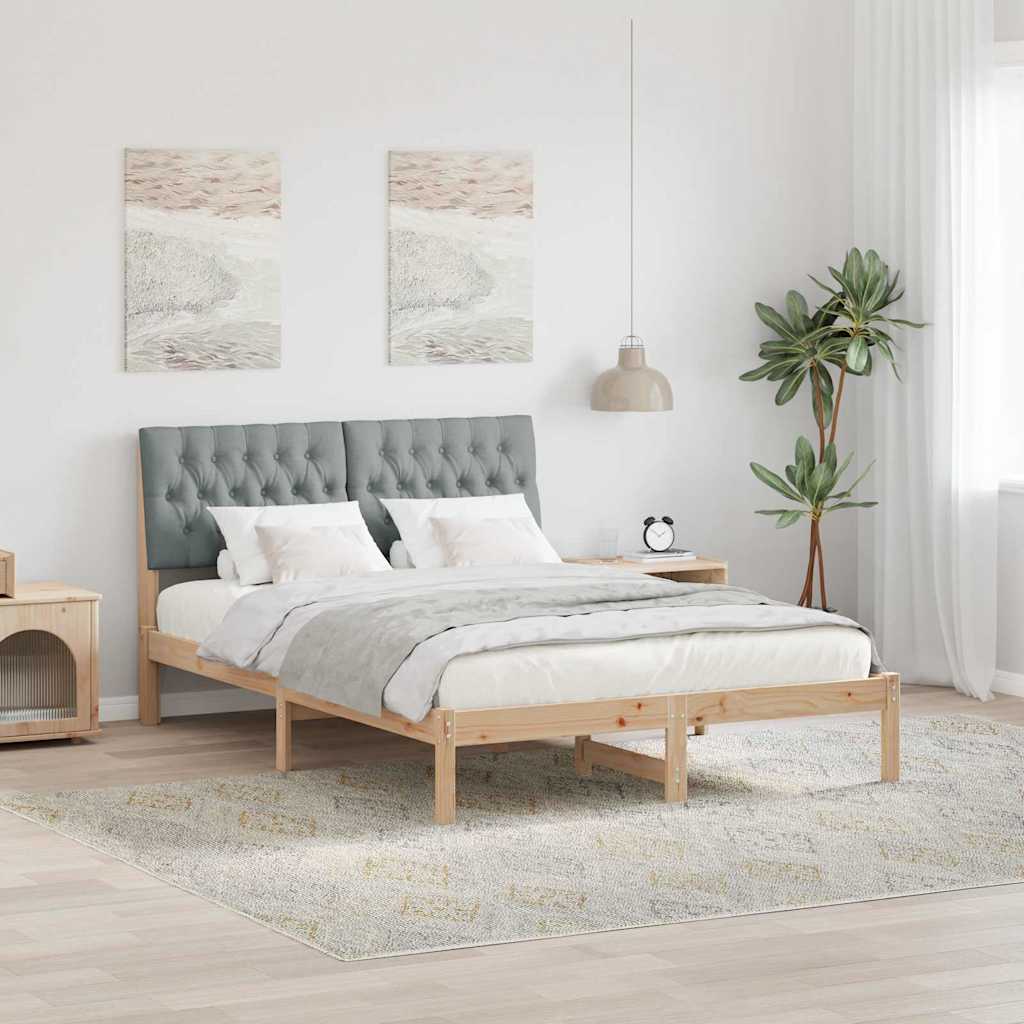 Bed Frame Light Grey 140 x 190 cm Solid Pine Wood