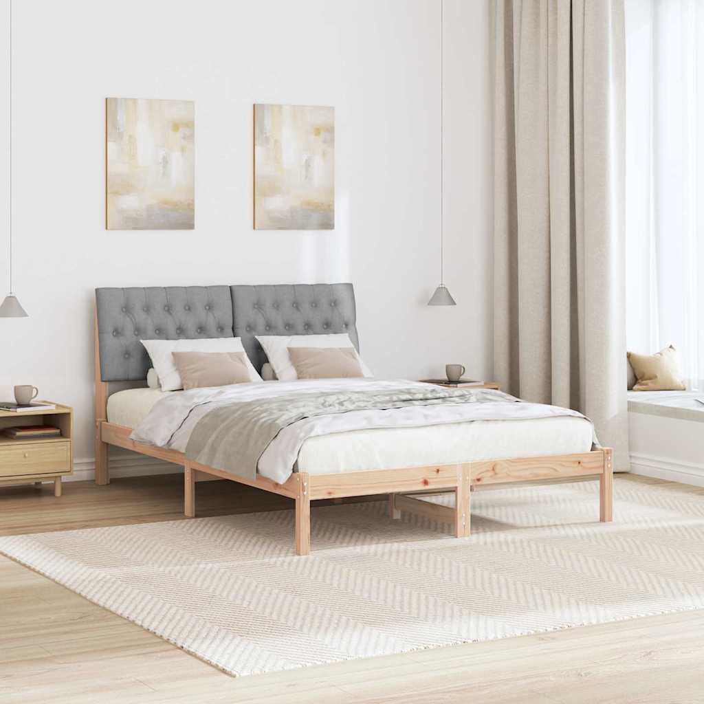 Bed Frame Light Grey 140 x 190 cm Solid Pine Wood