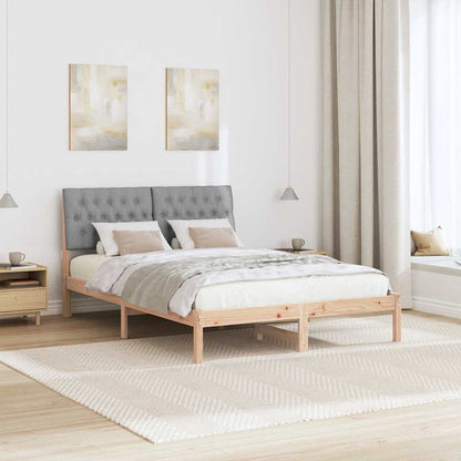 Bed Frame Light Grey 140 x 190 cm Solid Pine Wood