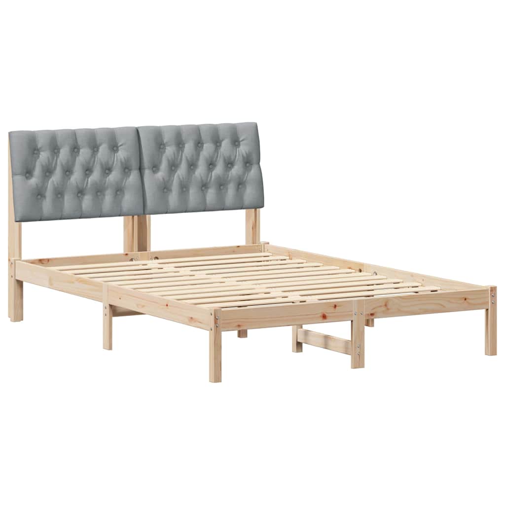 Bed Frame Light Grey 140 x 190 cm Solid Pine Wood