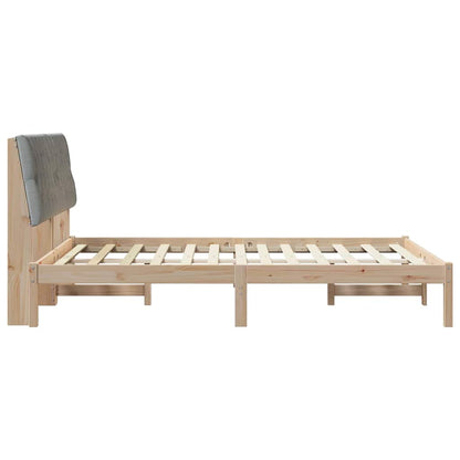 Bed Frame Light Grey 140 x 190 cm Solid Pine Wood