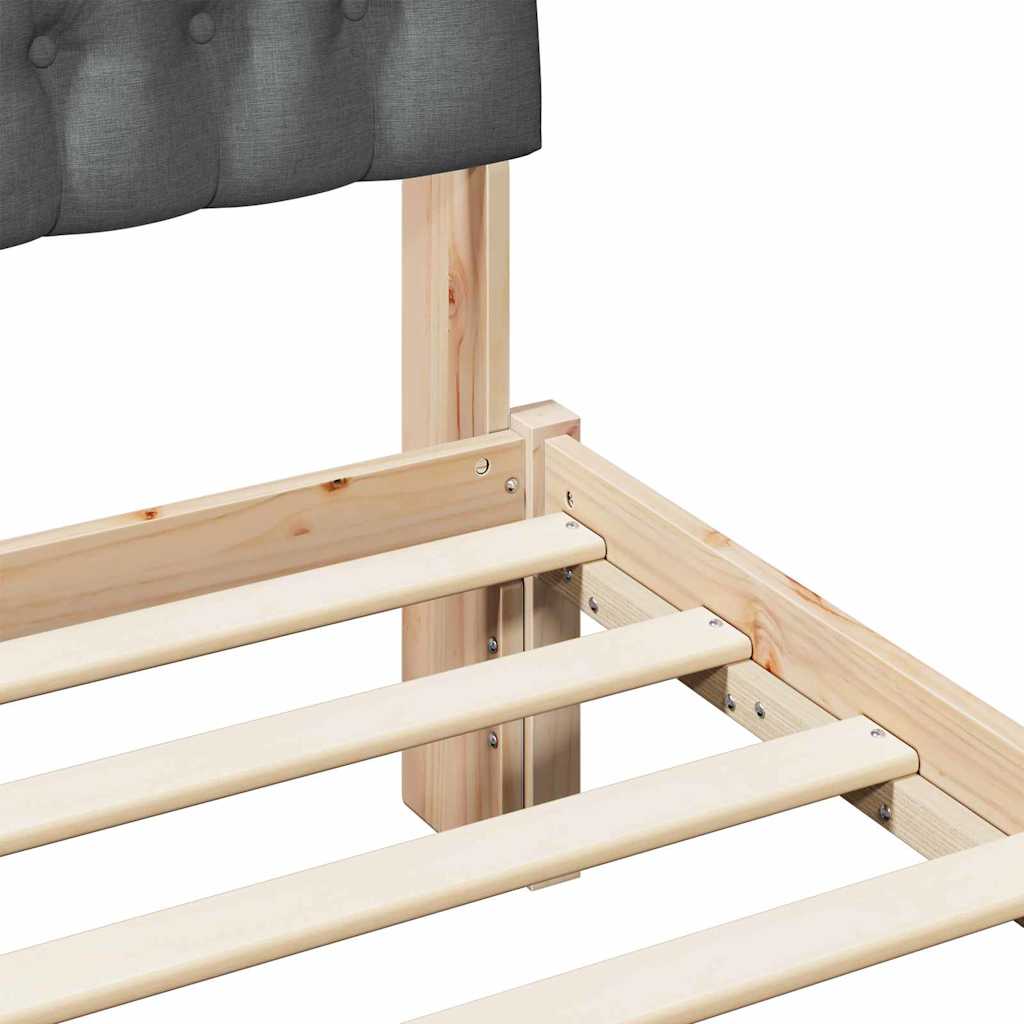 Bed Frame with Headboard Dark Grey 140 x 190 cm Solid Pine Wood