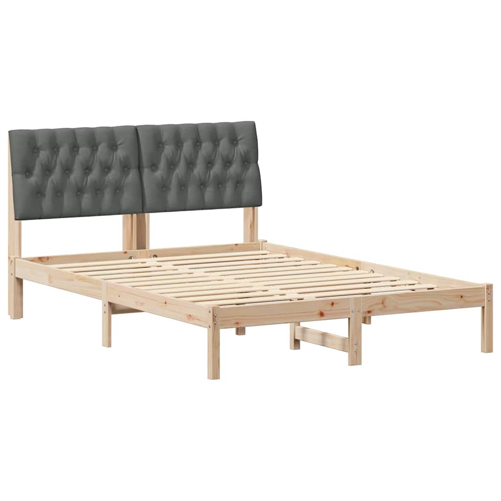 Bed Frame with Headboard Dark Grey 140 x 190 cm Solid Pine Wood