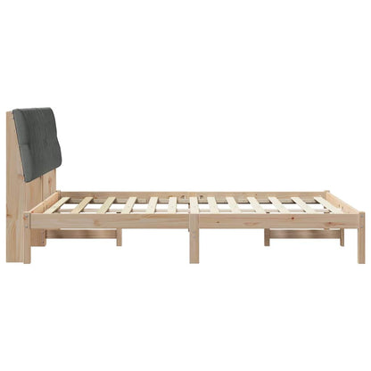 Bed Frame with Headboard Dark Grey 140 x 190 cm Solid Pine Wood