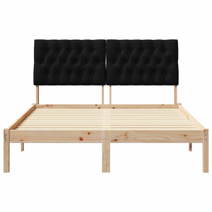 Bed Frame with Headboard Black 140 x 190 cm Solid Pine Wood