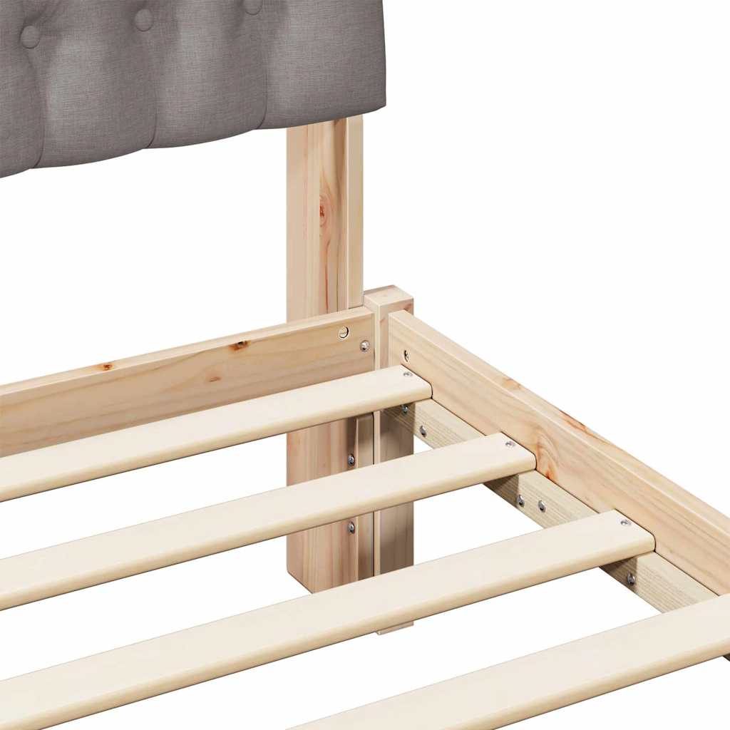 Bed Frame with Headboard Taupe 140 x 190 cm Solid Pine Wood