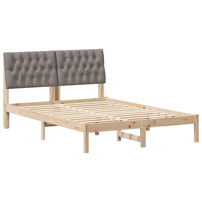 Bed Frame with Headboard Taupe 140 x 190 cm Solid Pine Wood