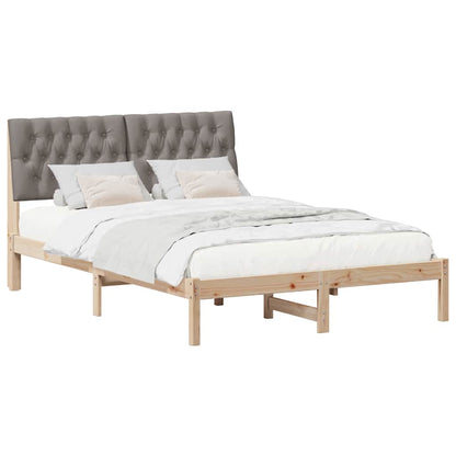 Bed Frame with Headboard Taupe 140 x 190 cm Solid Pine Wood