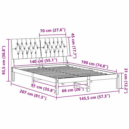 Bed Frame with Headboard Taupe 140 x 190 cm Solid Pine Wood