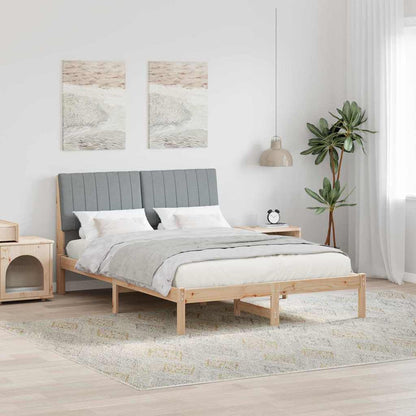 Bed Frame Light Grey 140 x 200 cm Solid Pine Wood