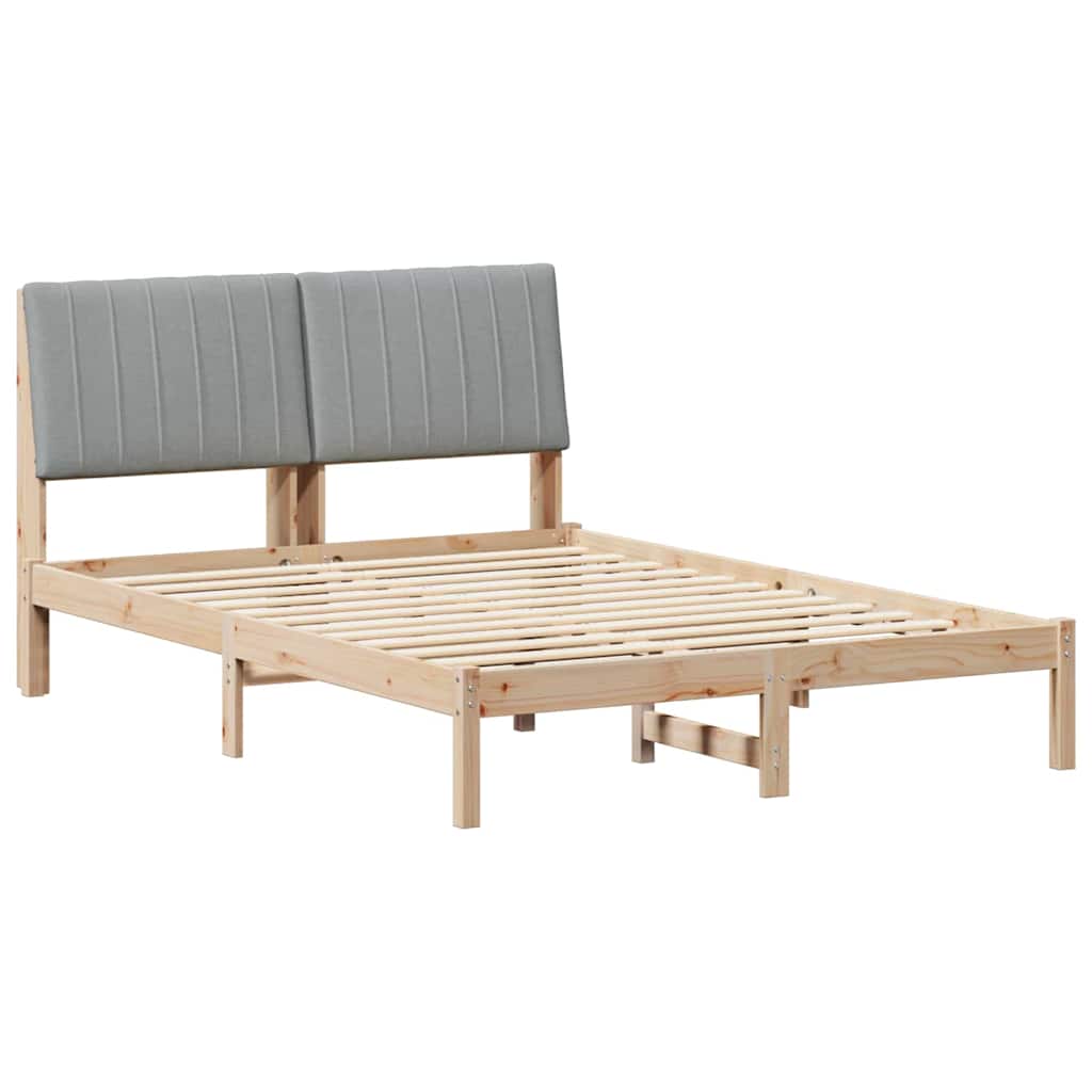 Bed Frame Light Grey 140 x 200 cm Solid Pine Wood