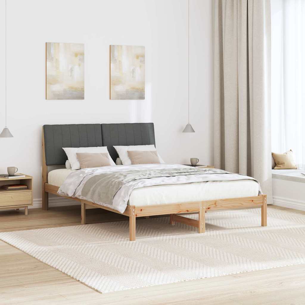 Bed Frame with Headboard Dark Grey 140 x 200 cm Solid Pine Wood