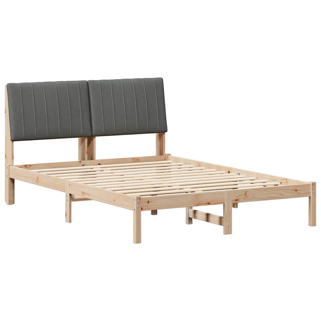 Bed Frame with Headboard Dark Grey 140 x 200 cm Solid Pine Wood