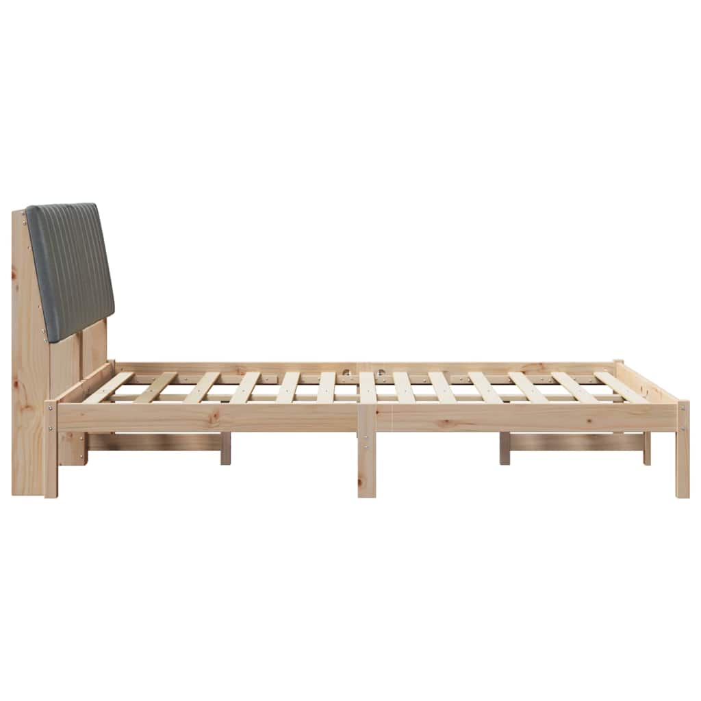 Bed Frame with Headboard Dark Grey 140 x 200 cm Solid Pine Wood