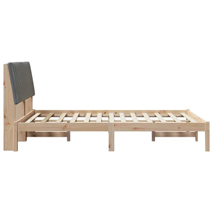 Bed Frame with Headboard Dark Grey 140 x 200 cm Solid Pine Wood