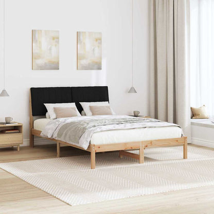 Bed Frame with Headboard Black 140 x 200 cm Solid Pine Wood