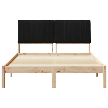 Bed Frame with Headboard Black 140 x 200 cm Solid Pine Wood