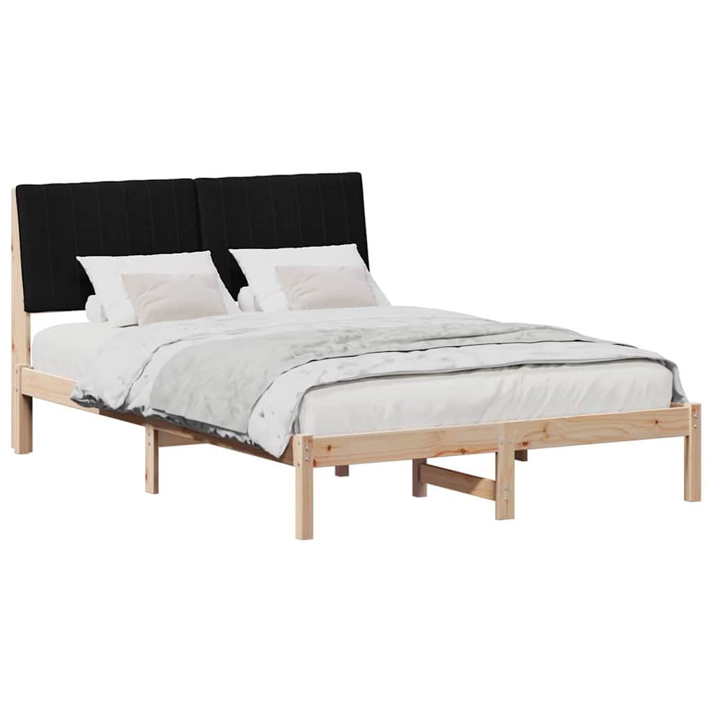 Bed Frame with Headboard Black 140 x 200 cm Solid Pine Wood