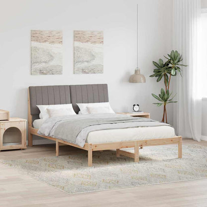 Bed Frame with Headboard Taupe 140 x 200 cm Solid Pine Wood