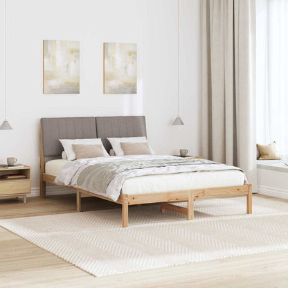 Bed Frame with Headboard Taupe 140 x 200 cm Solid Pine Wood
