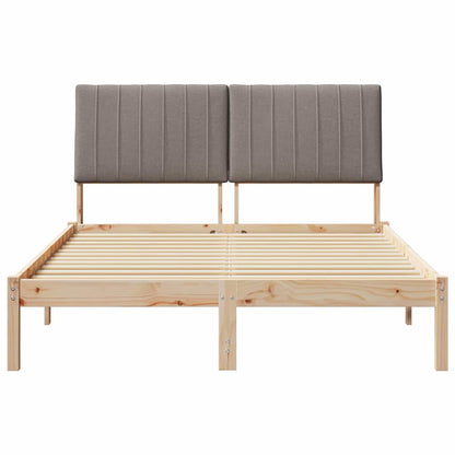 Bed Frame with Headboard Taupe 140 x 200 cm Solid Pine Wood