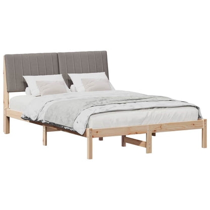 Bed Frame with Headboard Taupe 140 x 200 cm Solid Pine Wood