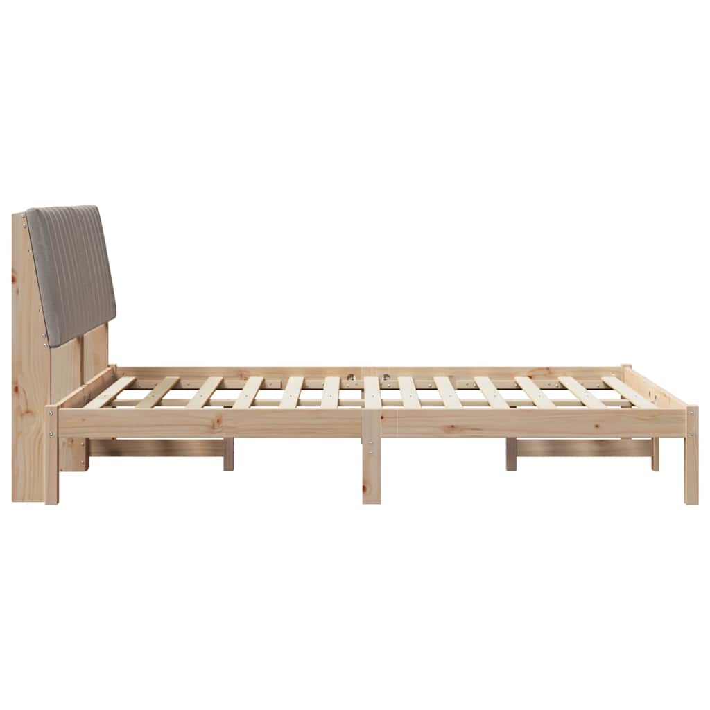 Bed Frame with Headboard Taupe 140 x 200 cm Solid Pine Wood