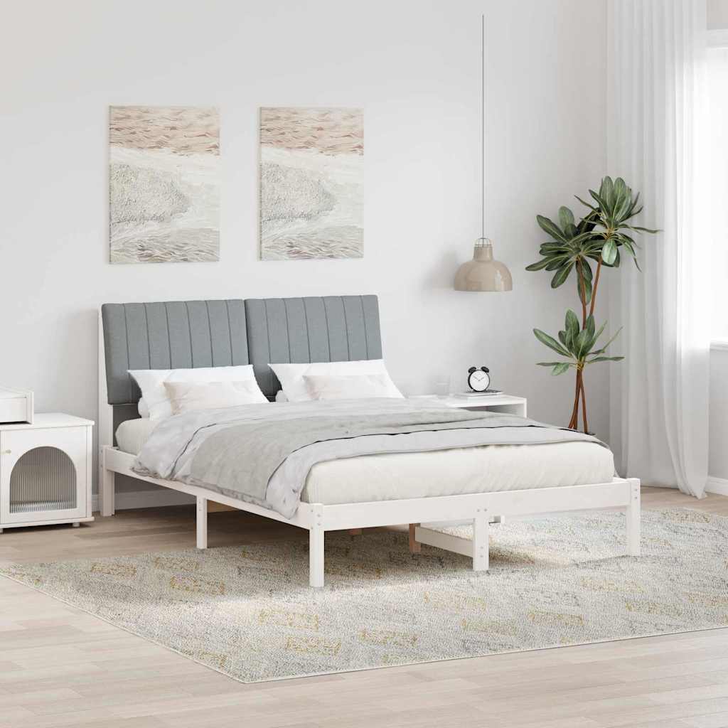 Bed Frame Light Grey 140 x 200 cm Solid Pine Wood