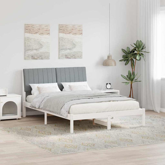 Bed Frame Light Grey 140 x 200 cm Solid Pine Wood