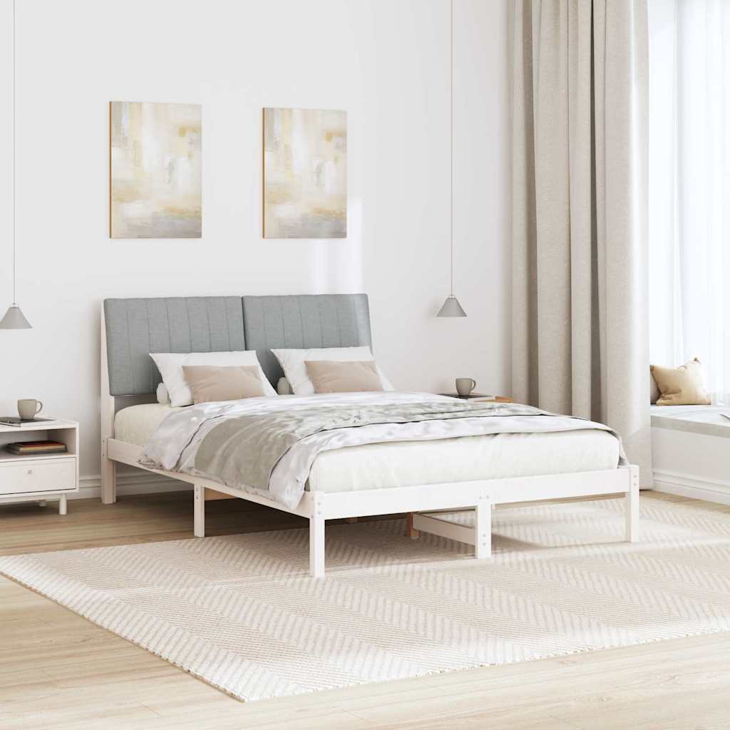 Bed Frame Light Grey 140 x 200 cm Solid Pine Wood